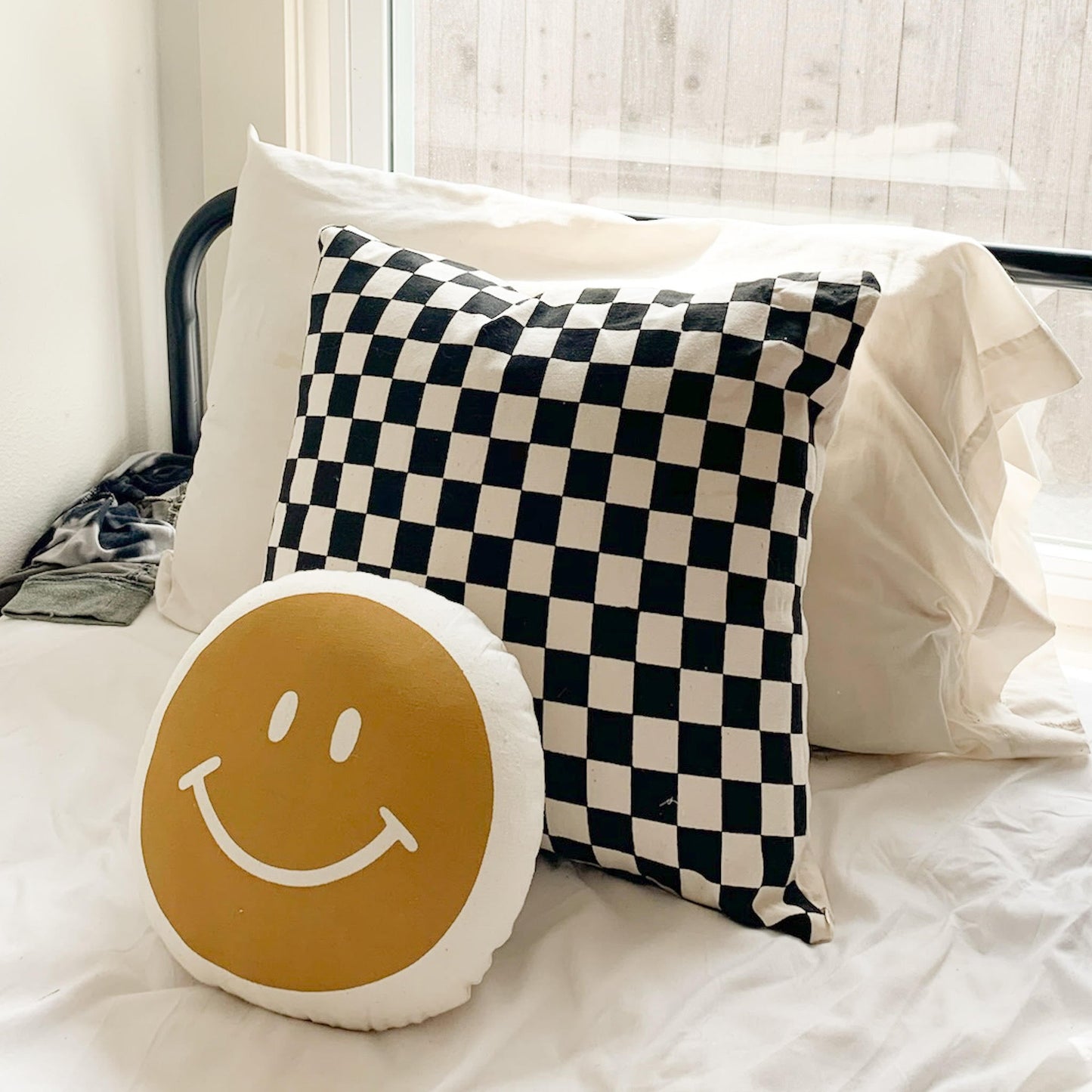 Checkered Canvas Pillow Cover